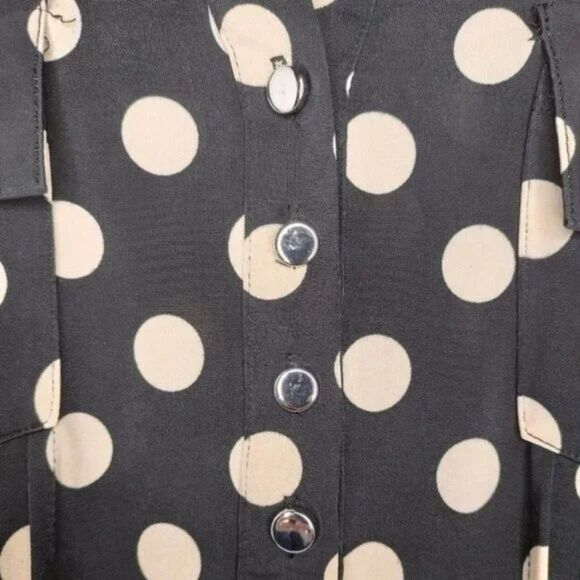 Cocomo Women's  Plus Size 2X Black & Tan Polka Dot Pintuck 3/4 Sleeve Top - Picture 4 of 8